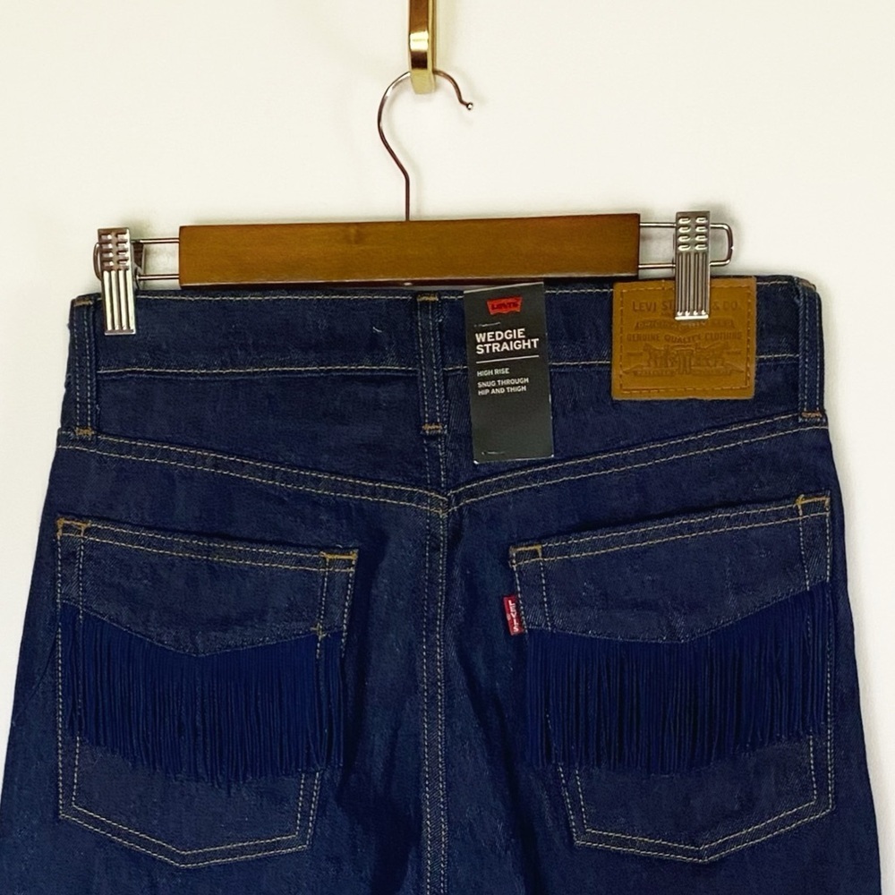 Levi's Dark Blue Straight Leg Jeans with Fringe Pocket - Picture 8 of 15